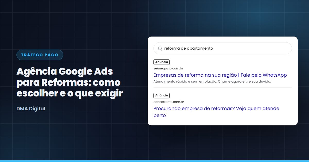 Busca do Google com anúncios de empresas de reforma