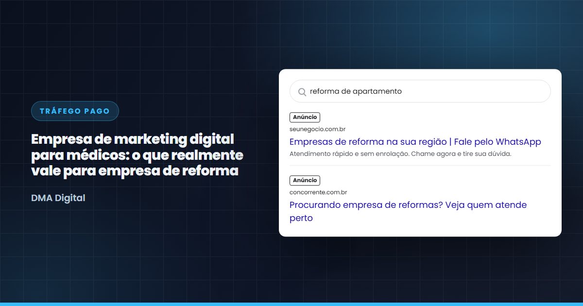 Busca do Google com anúncios de empresas de reforma