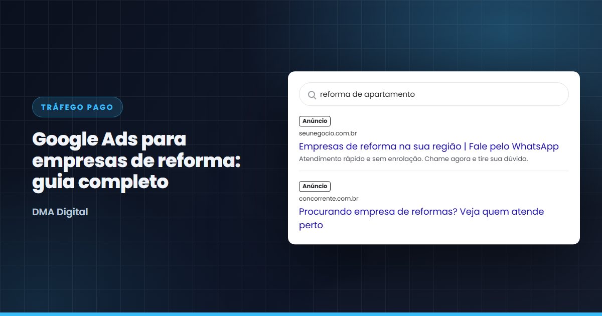 Empresário de reforma analisando campanha de Google Ads no computador